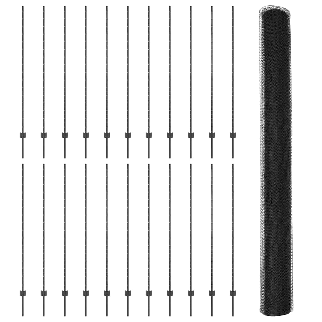vidaXL Εξαγωνική Φράχτη με Στύλο 50 x 1,5 m PVC-Επικαλυμμένο Ατσάλι