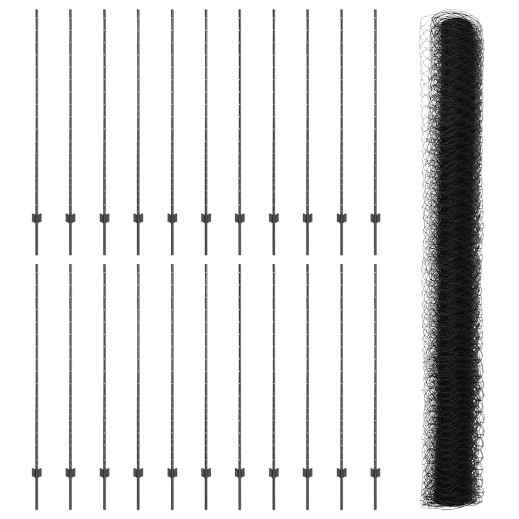 vidaXL Πόδια Φράχτη 22 τεμ U-Channel Γκρίζο 150 εκ Χάλυβας