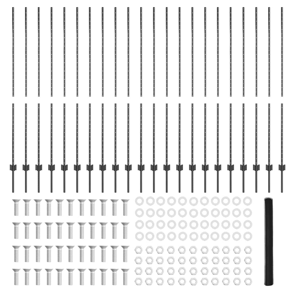 vidaXL Στήλες Φράχτη 22 τμχ Γκρι 160 εκ Ατσάλι