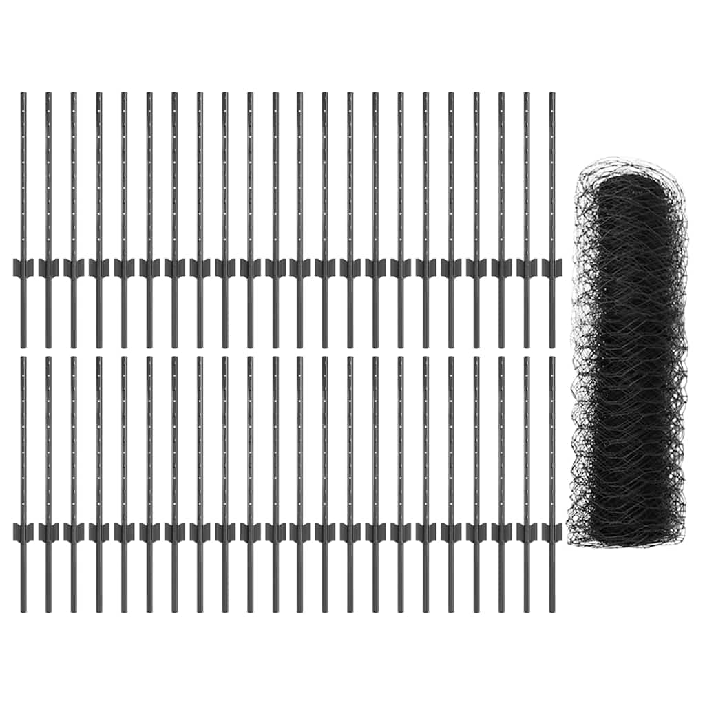 vidaXL Στήλες Φράχτη 11 τμχ U-Channel Γκρι 60 εκ Χάλυβα