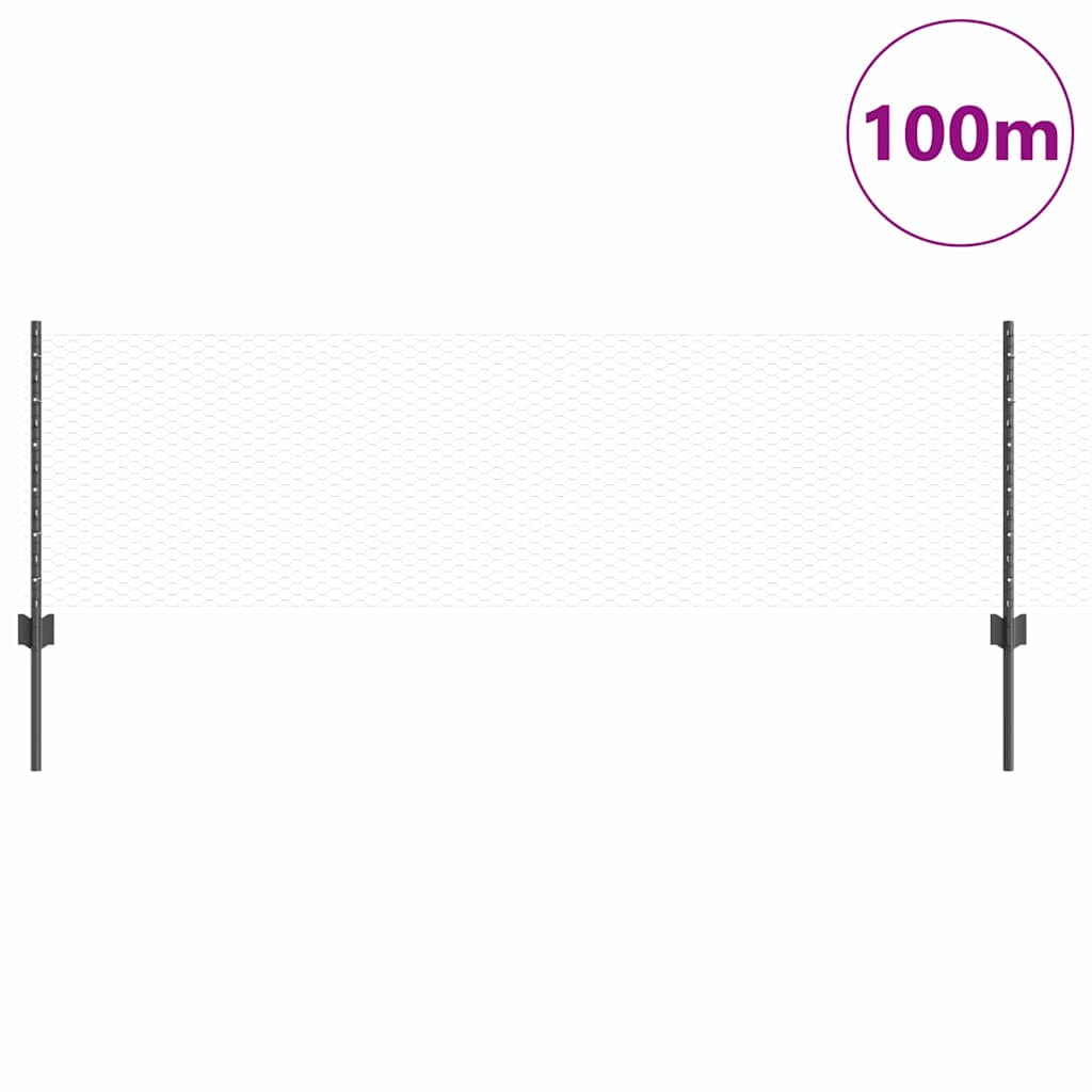 vidaXL Εξαγωνική Φράχτη με Στύλο 100 x 0,6 μ PVC-Επικαλυμμένο Ατσάλι