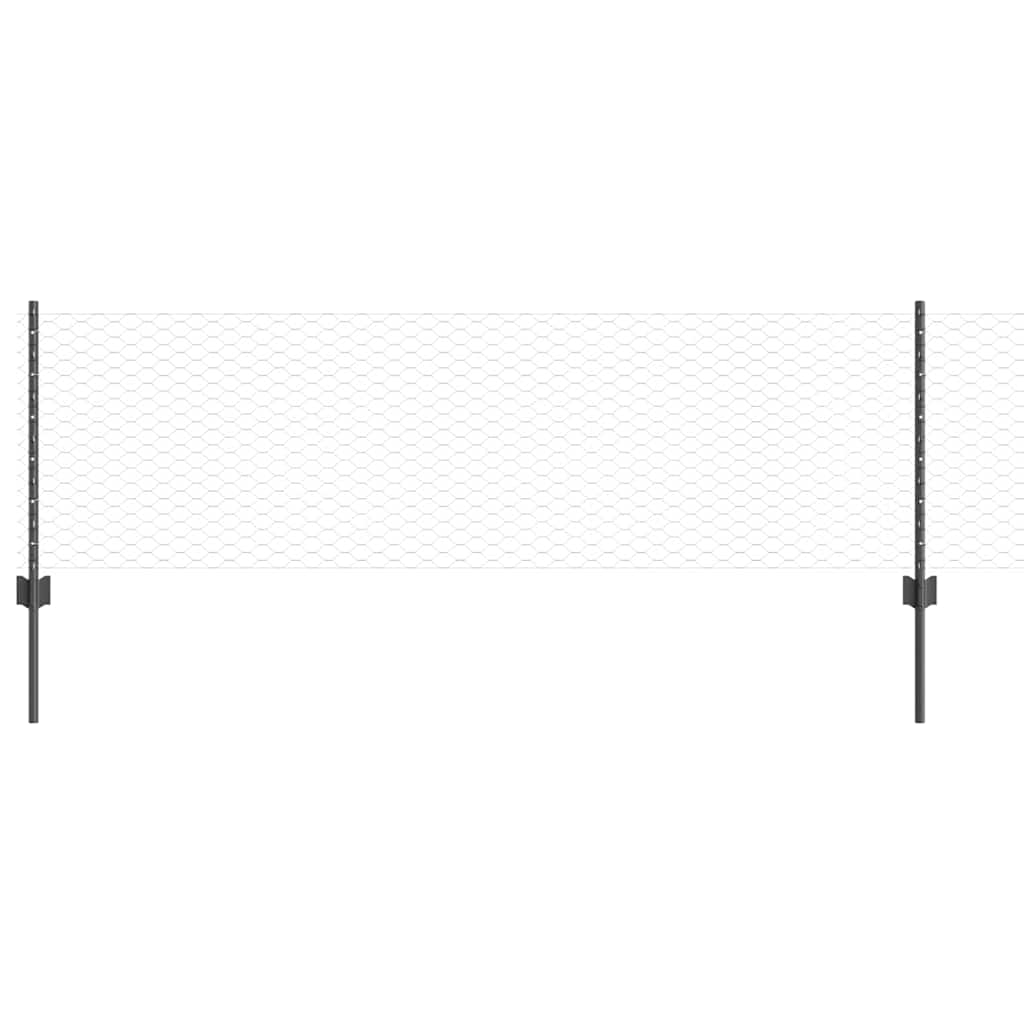 vidaXL Εξαγωνική Φράχτη με Στύλο 100 x 0,6 μ PVC-Επικαλυμμένο Ατσάλι