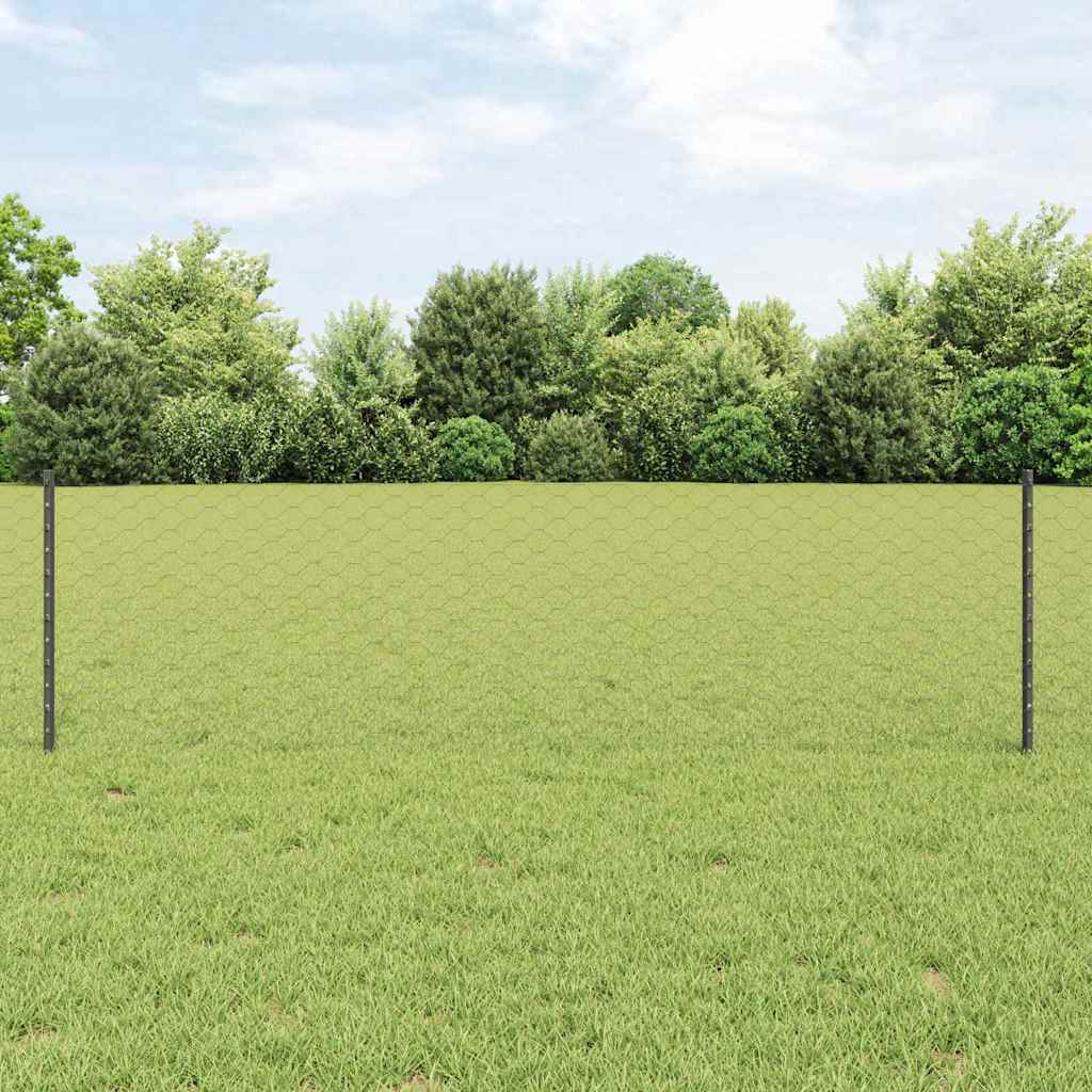vidaXL Εξαγωνική Φράχτη με Στύλο 100 x 0,6 μ PVC-Επικαλυμμένο Ατσάλι