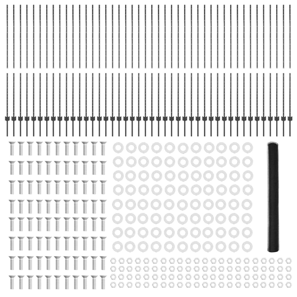 vidaXL Πόλοι Φράχτη 22 τεμ U-Channel Γκρι 150 εκ Χάλυβας