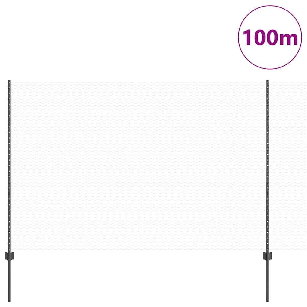 vidaXL Εξαγωνική Φράχτη με Στύλο 100 x 1,6 μ PVC-Επικαλυμμένο Ατσάλι