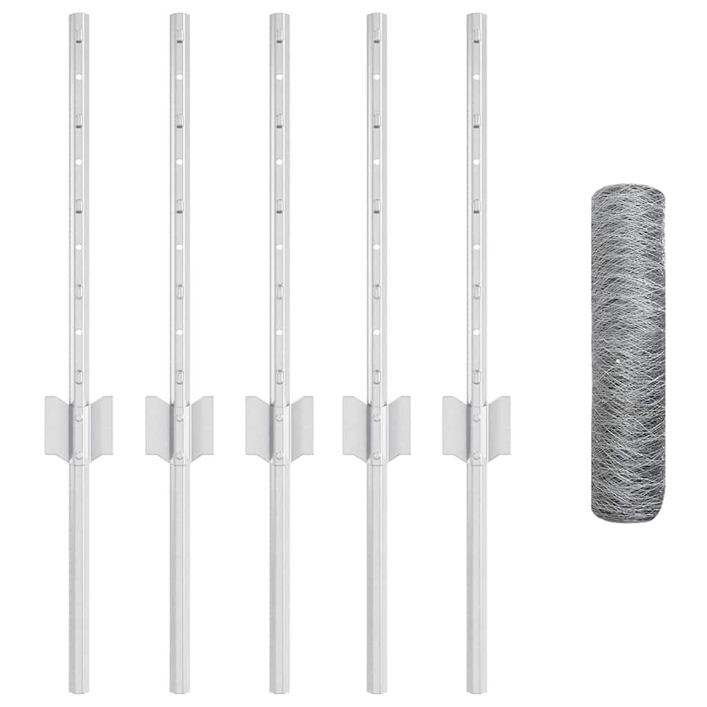 VidaXL Στήλες Φράκτη 5 τμχ U-Channel 40 εκ. Γαλβανισμένος Χάλυβας