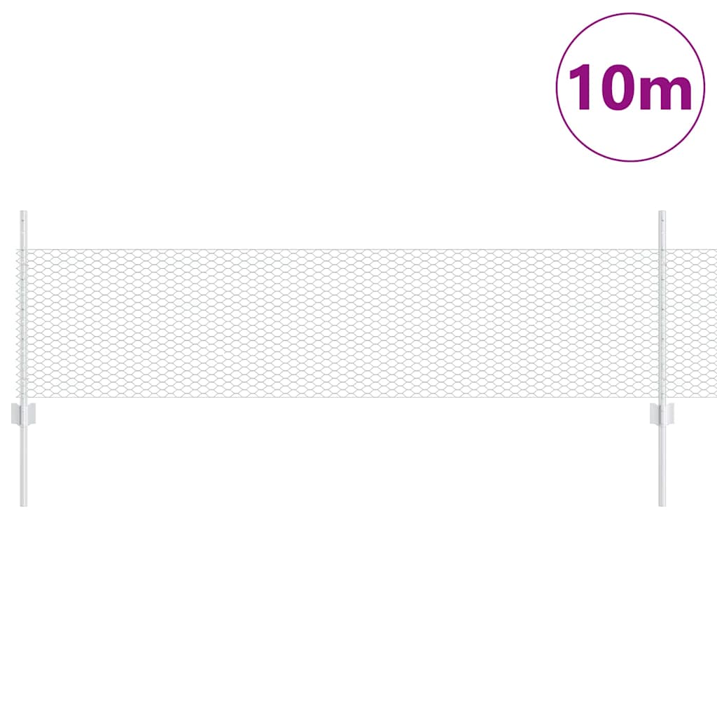 vidaXL Φράχτης με Στήλες. Ασημί 0.5 x 10 μ. Ατσάλι