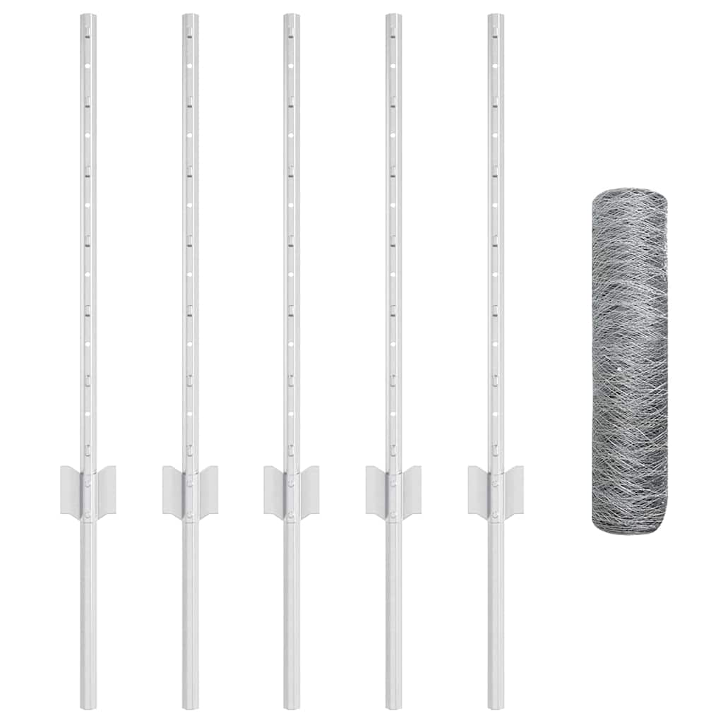 vidaXL Φράχτης με Στήλες. Ασημί 0.6 x 10 μ Ατσάλι