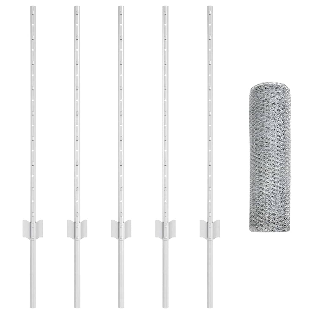 vidaXL Πόλοι Φράχτη 5 τεμ U-Channel 80 εκ Γαλβανισμένο Ατσάλι