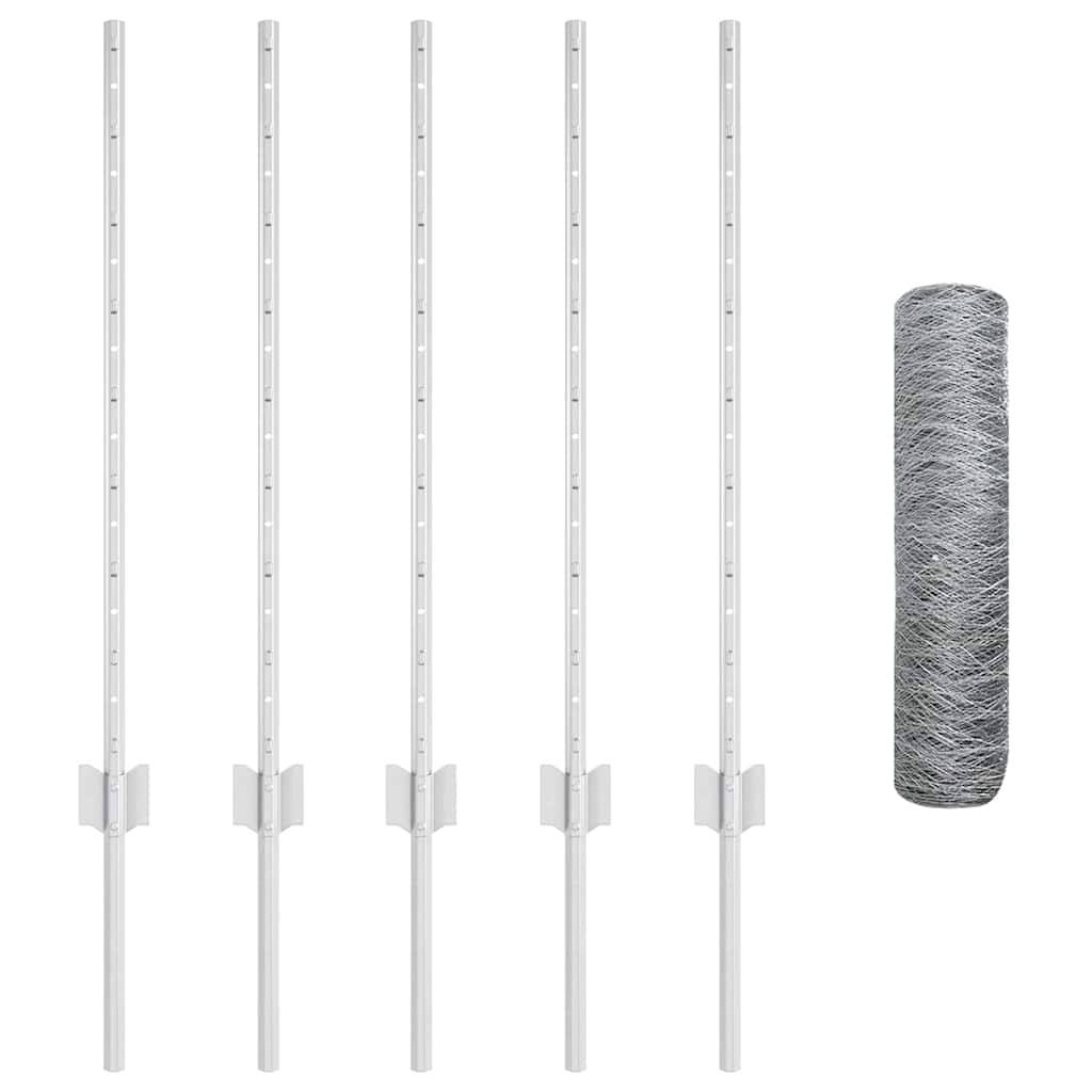 vidaXL Στηρίγματα Φράχτη 5 τμχ U-Channel 80 εκ Γαλβανισμένο Χάλυβα