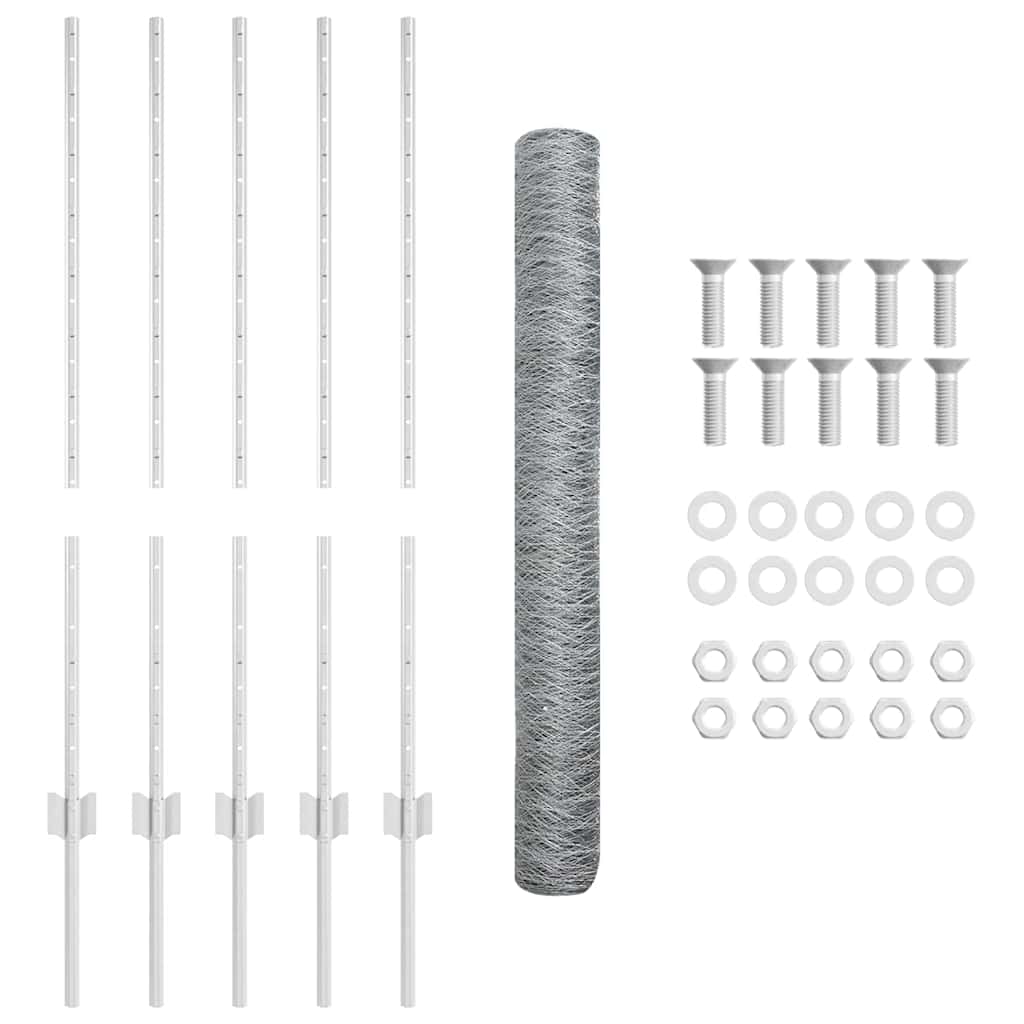 Κολώνες φράχτη vidaXL 10 τεμ U-Channel 100 εκ Γαλβανισμένος Χάλυβας