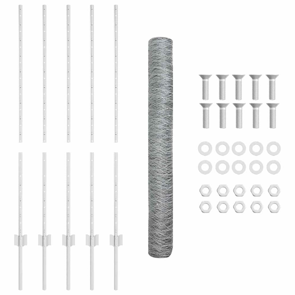 vidaXL Εξαγωνική Φράχτη με Στύλο 10 x 1,2 μ Γαλβανισμένος Χάλυβας