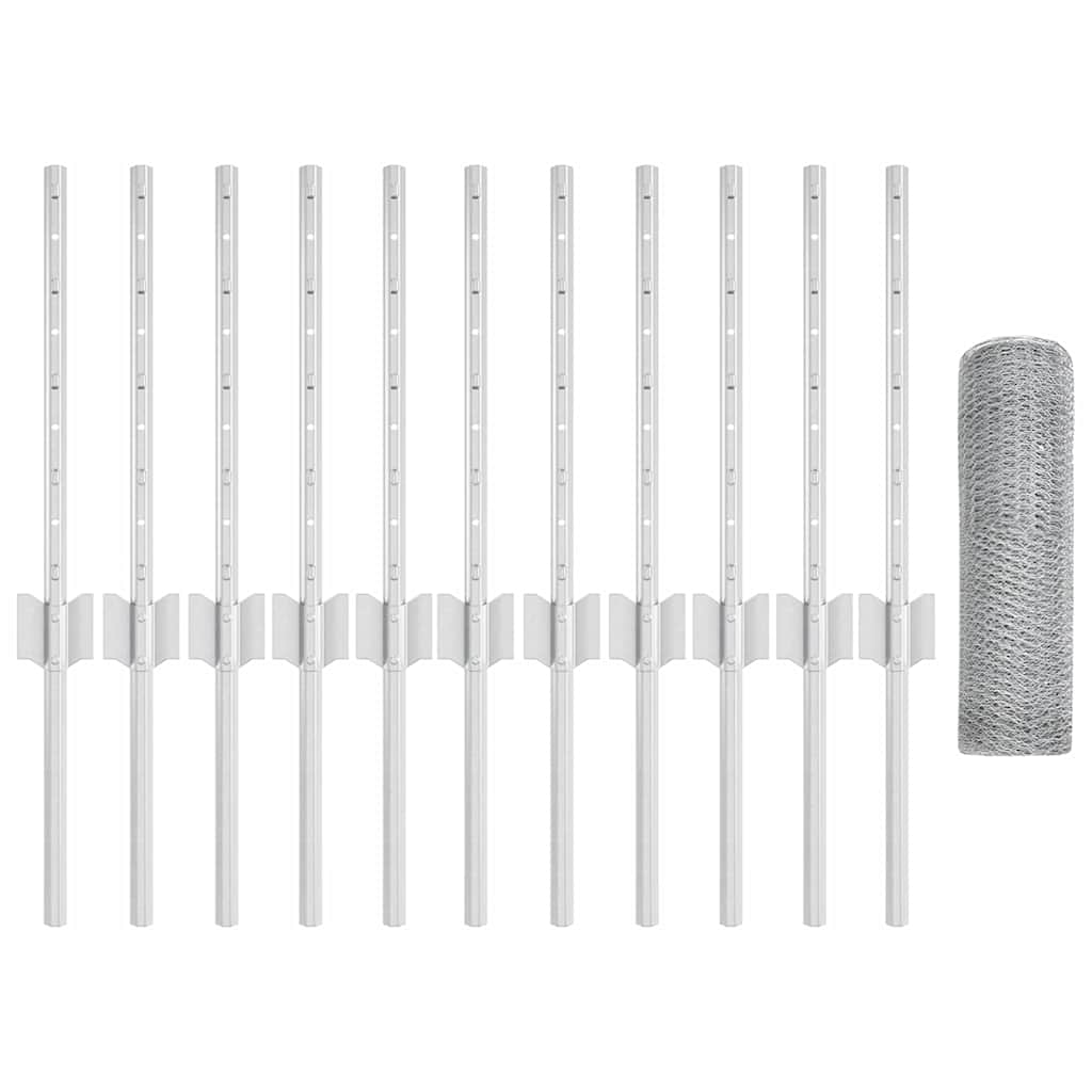 Πόλοι Φράχτη vidaXL 11 τεμάχια U-Channel 40 cm Γαλβανισμένος Χάλυβας