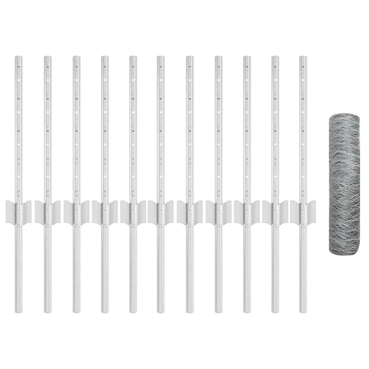 πολύγωνοι φράκτες vidaXL U-Channel 11 τεμ 40 εκ γαλβανισμένου ατσαλιού