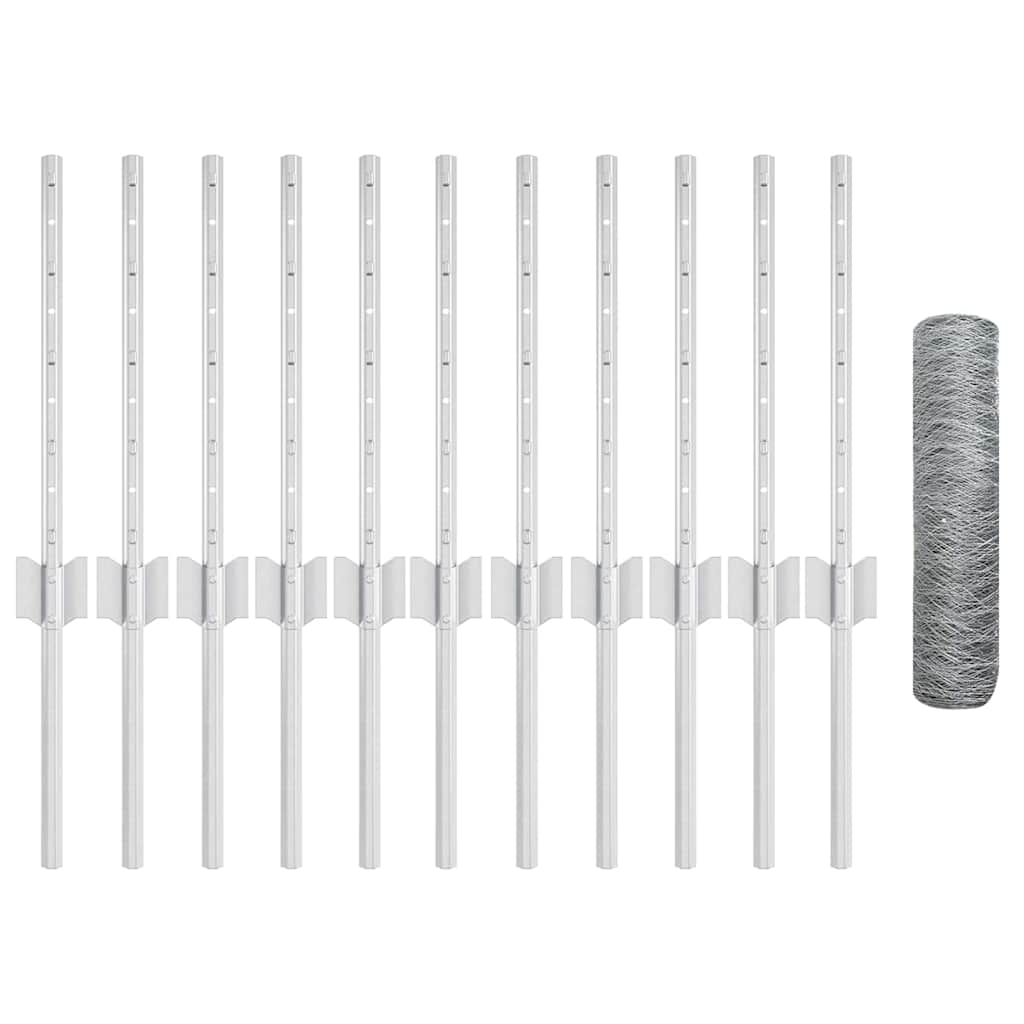 vidaXL Τείχος και Πόστ Ασημί 0,4 x 25 μ Ατσάλι