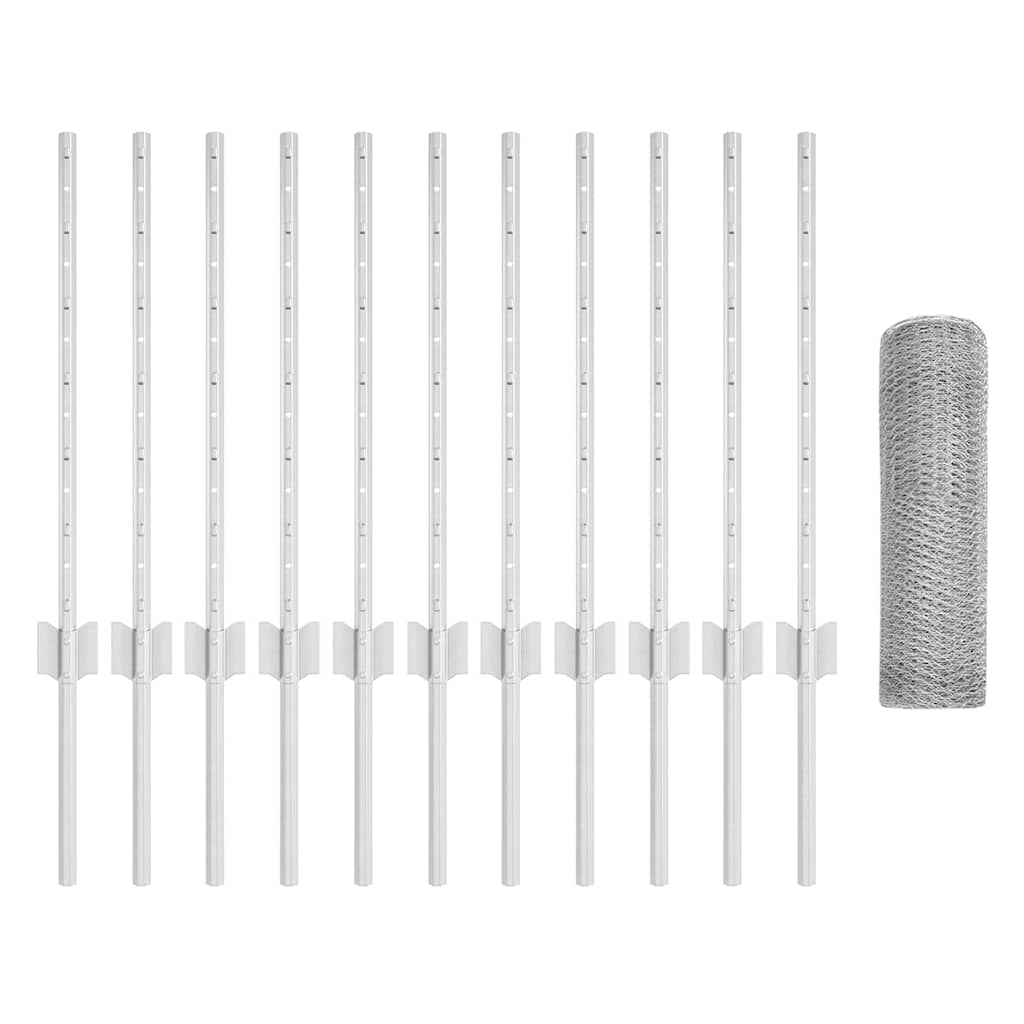 vidaXL Σετ Φράκτη Κήπου Σετ 2 Γαλβανισμένο ατσάλι Μεγάλο Ανθεκτικό