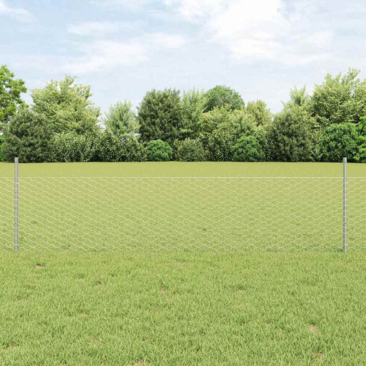 vidaXL Εξαγωνική Φράχτη με Στύλο 25 x 0,5 m Γαλβανισμένος Χάλυβας