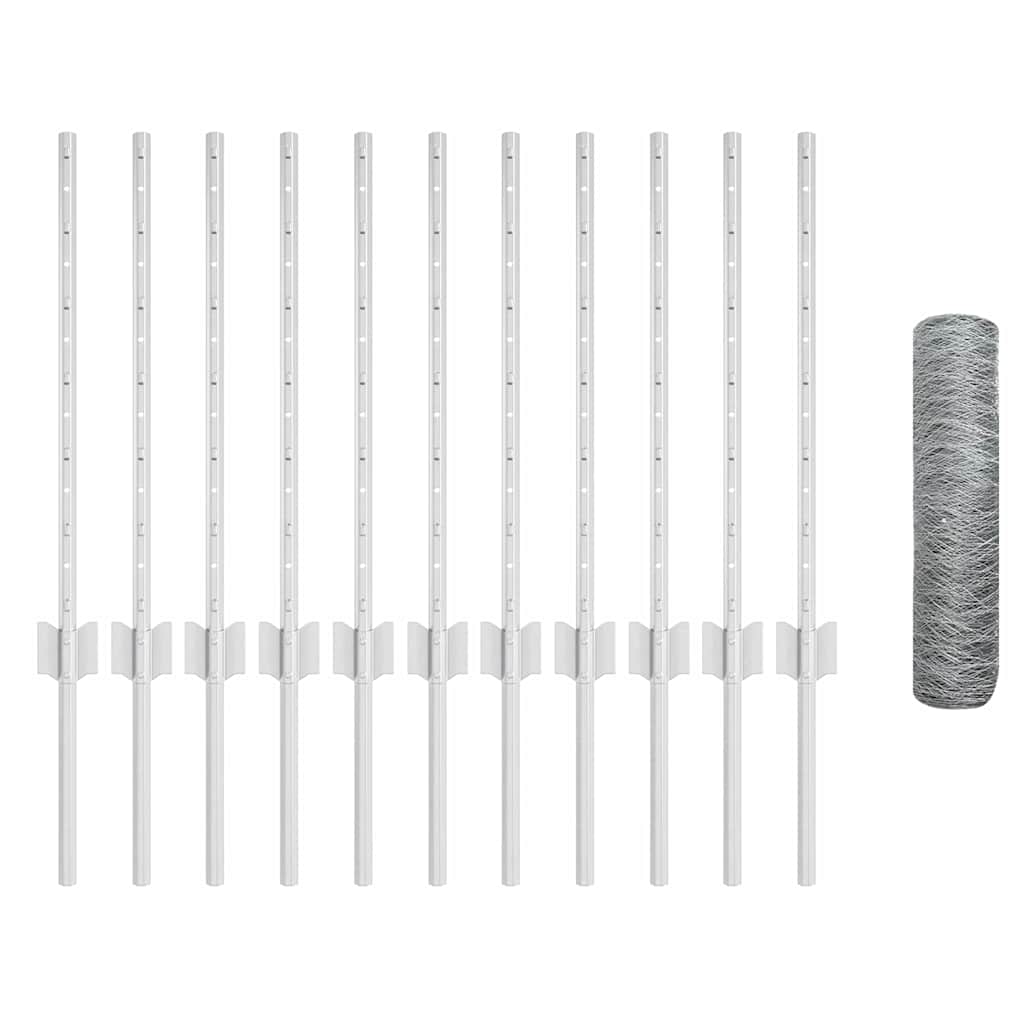 vidaXL Στηρίγματα Φράχτη 11 τεμάχια U-Channel 60 εκ. Γαλβανισμένος Χάλυβας