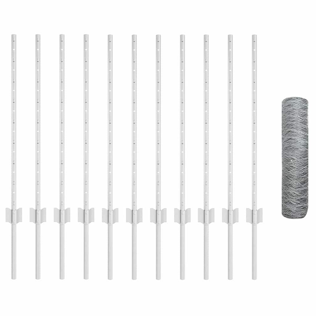 vidaXL Σιλικότσακος 11 τμχ U-Channel 80 εκ Γαλβανισμένο Ατσάλι