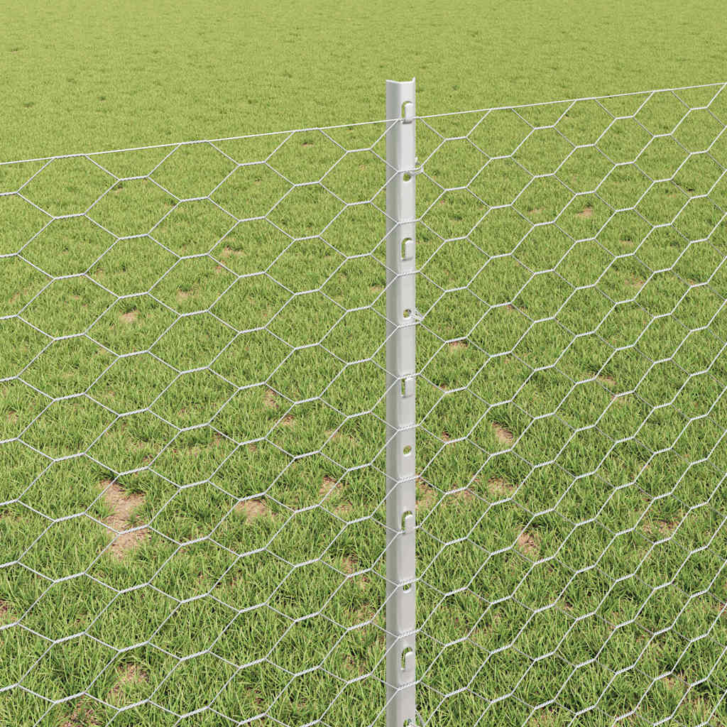 vidaXL Εξαγώνιος Φράκτης Με 22 Πόδια Γαλβανισμένος 1x25 μ