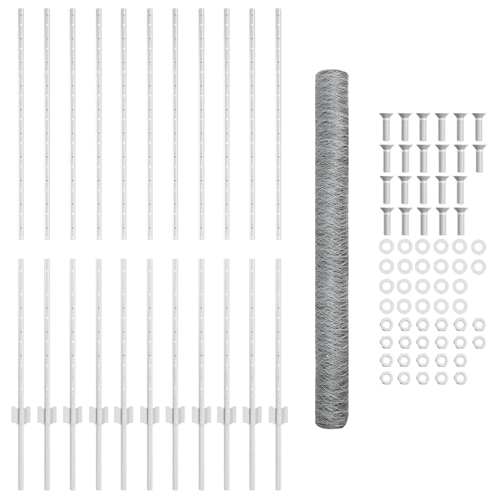 Πόλοι Φράχτη vidaXL 22 τεμ U-Channel 140 εκ Γαλβανισμένο Ατσάλι