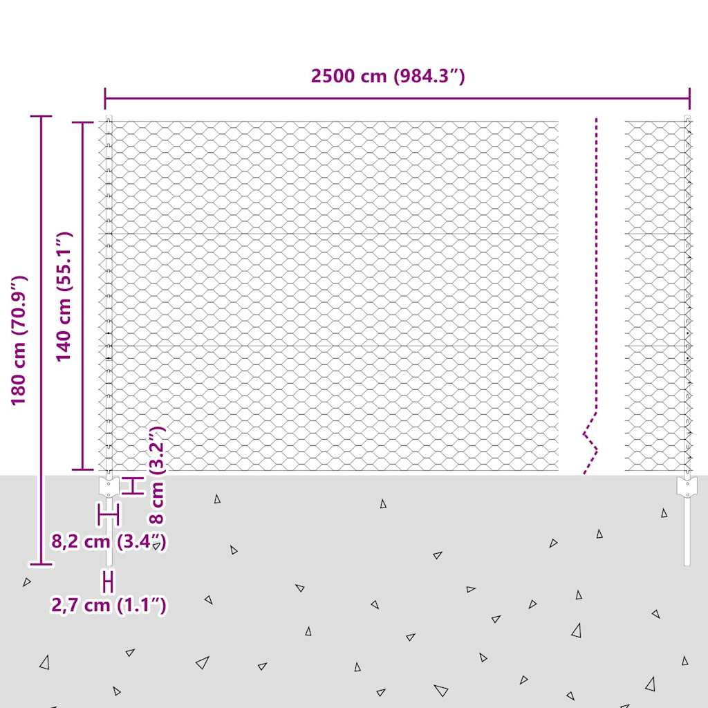Φράχτης vidaXL 22 τεμ. U-Channel 140 εκ. Γαλβανισμένος Χάλυβας