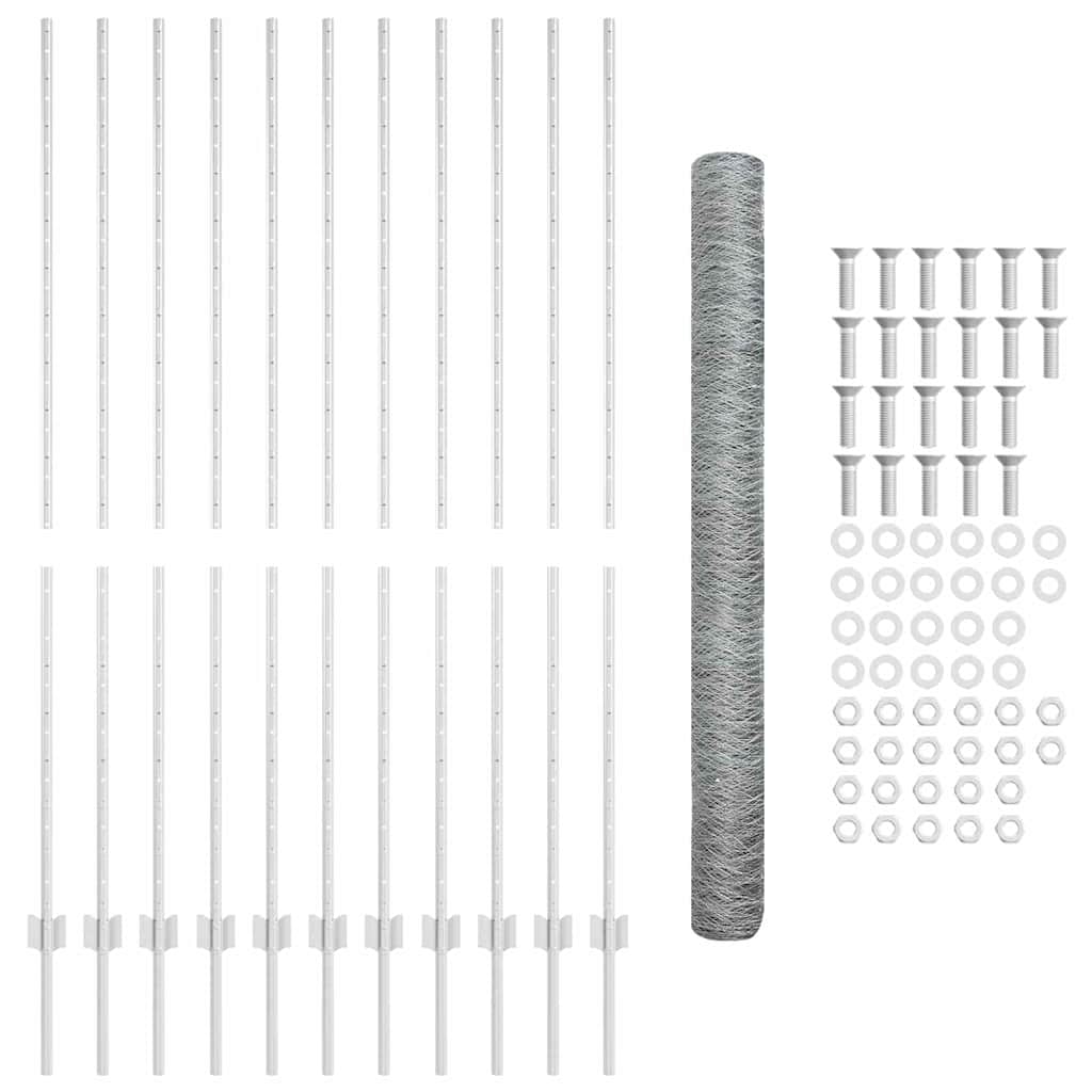 vidaXL Πόδια Φράχτη 22 τεμ U-Channel 160 εκ Γαλβανισμένος Χάλυβας