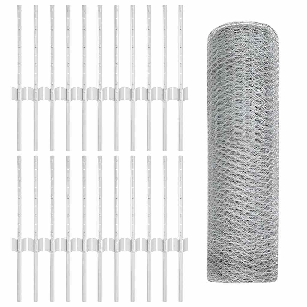 VidaXL Στυλοί Φράκτη 11 τεμ U-Channel 40 εκ Γαλβανισμένος Χάλυβας