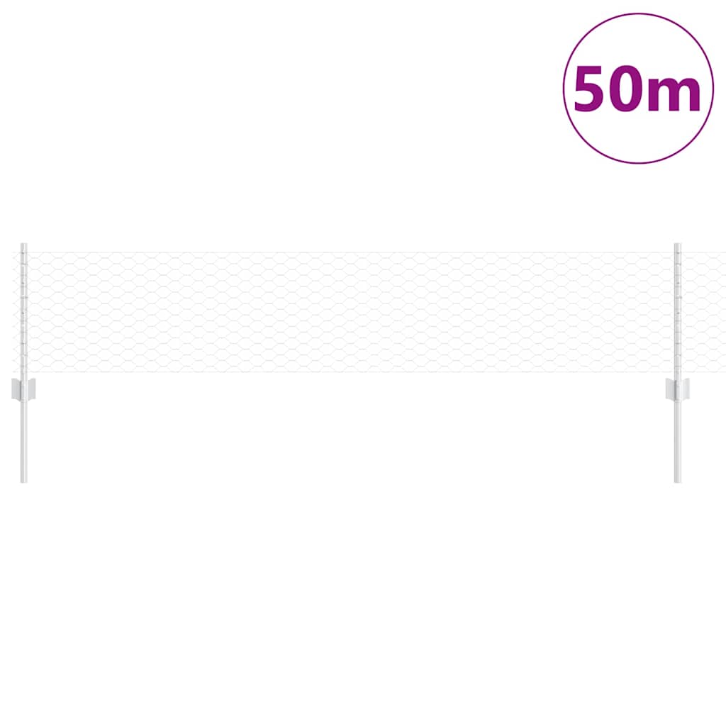 vidaXL Τείχος και Πόστ Ασημί 0,4 x 50 μ. Ατσάλι