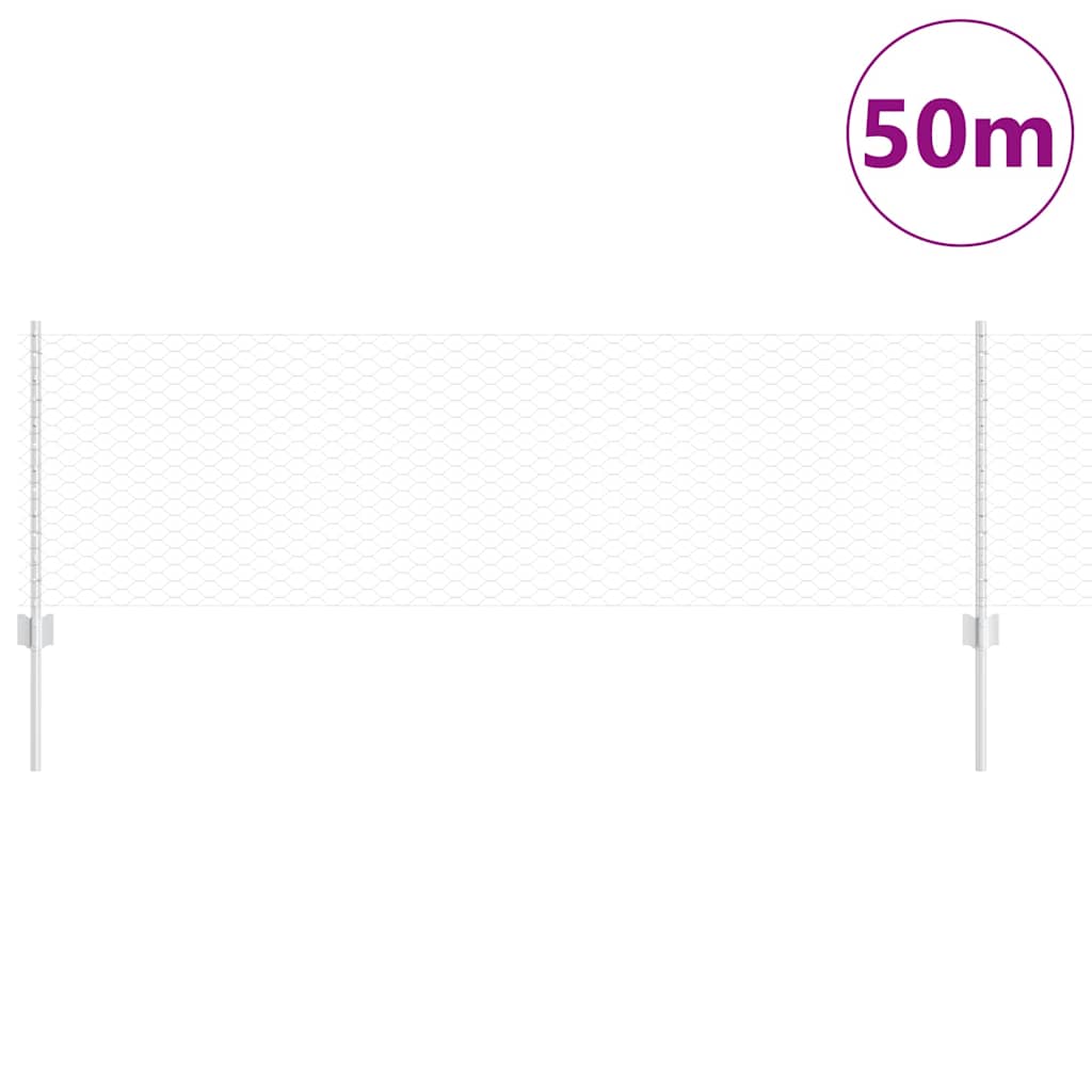 vidaXL Εξαγωνική Φράχτη με Στύλο 50 x 0,6 μ Γαλβανισμένος Χάλυβας