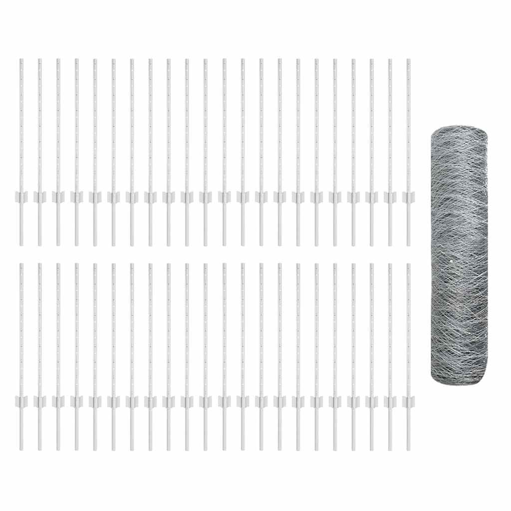 vidaXL Στυλοί Φράκτη 11 τερ. U-Channel 80 εκ. Γαλβανισμένο Ατσάλι