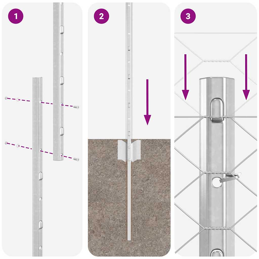 Πόλοι φράχτη vidaXL 22 τεμ U-Channel 160 εκ Γαλβανισμένο ατσάλι