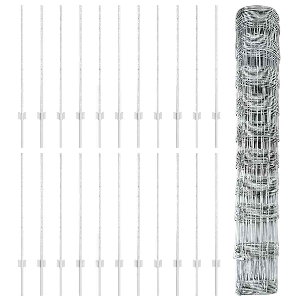 vidaXL Φερόντες Φράχτη 22 τεμ U-Channel 100 εκ Γαλβανισμένο Ατσάλι