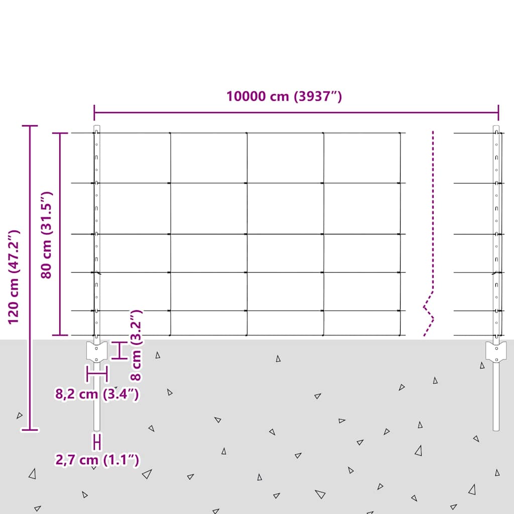 Πόλοι Φράχτη vidaXL 11 τεμ U-Channel 80 cm Γαλβανισμένος Χάλυβας