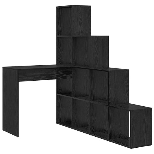 vidaXL Γωνιακό γραφείο με ράφι Μαύρη δρυς 101.5 x 149.5 x 149.5 εκ.