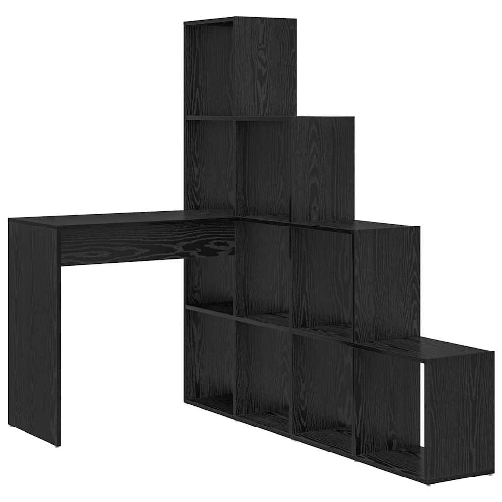 vidaXL Γωνιακό γραφείο με ράφι Μαύρη δρυς 101.5 x 149.5 x 149.5 εκ.