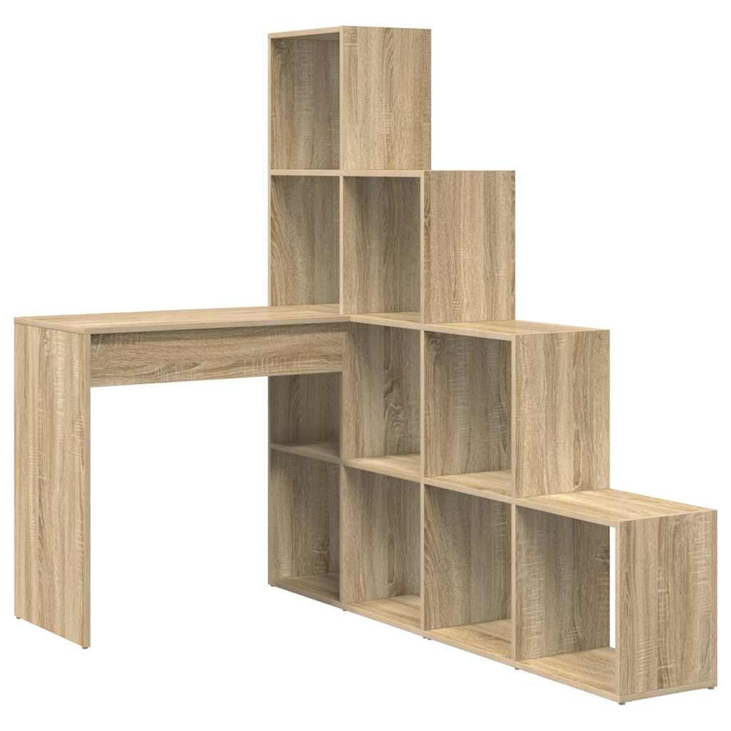vidaXL Γωνιακό γραφείο με ράφι Sonoma Δρυς 101.5 x 149.5 x 149.5 εκ.