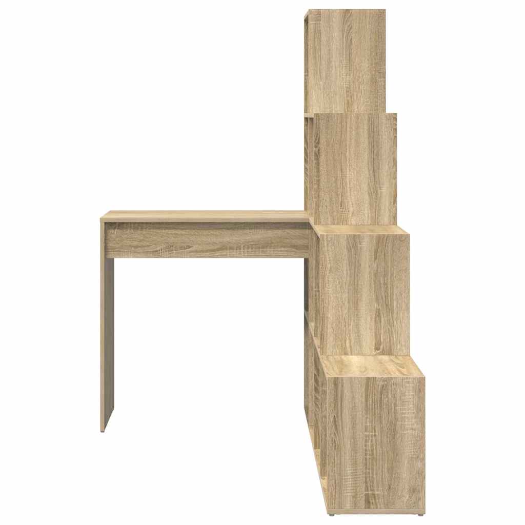 vidaXL Γωνιακό γραφείο με ράφι Sonoma Δρυς 101.5 x 149.5 x 149.5 εκ.