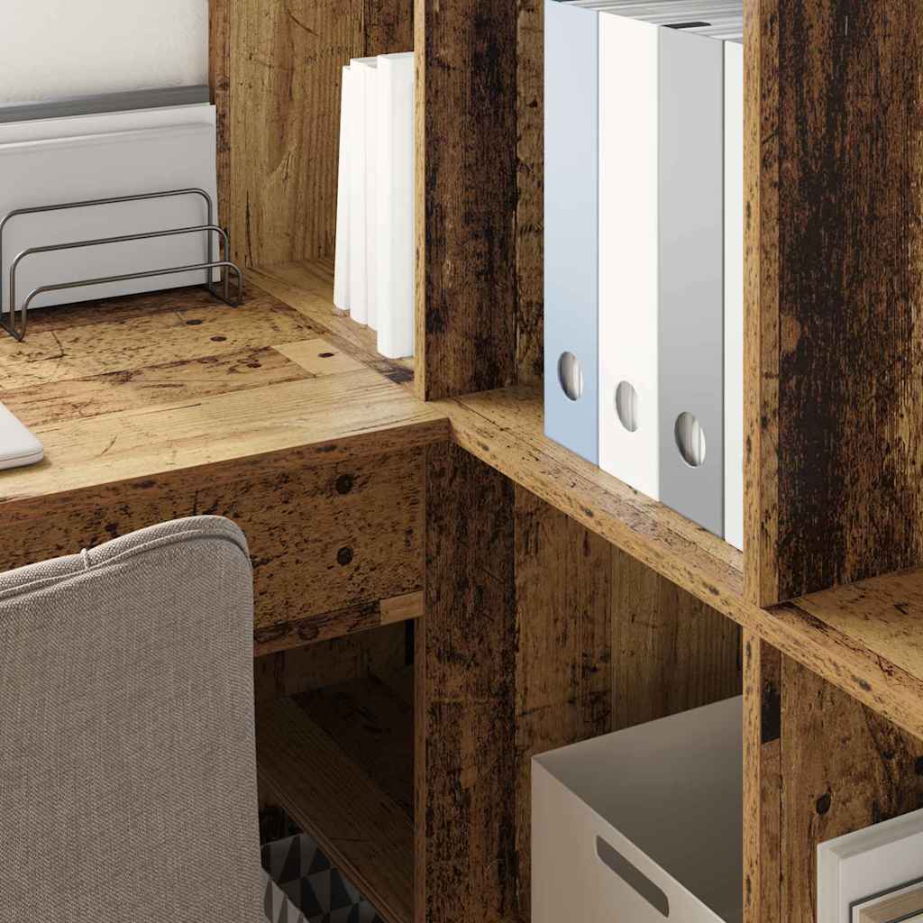 vidaXL Γωνιακό γραφείο με ράφι Παλιό Ξύλο 101,5 x 149,5 x 149,5 εκ.