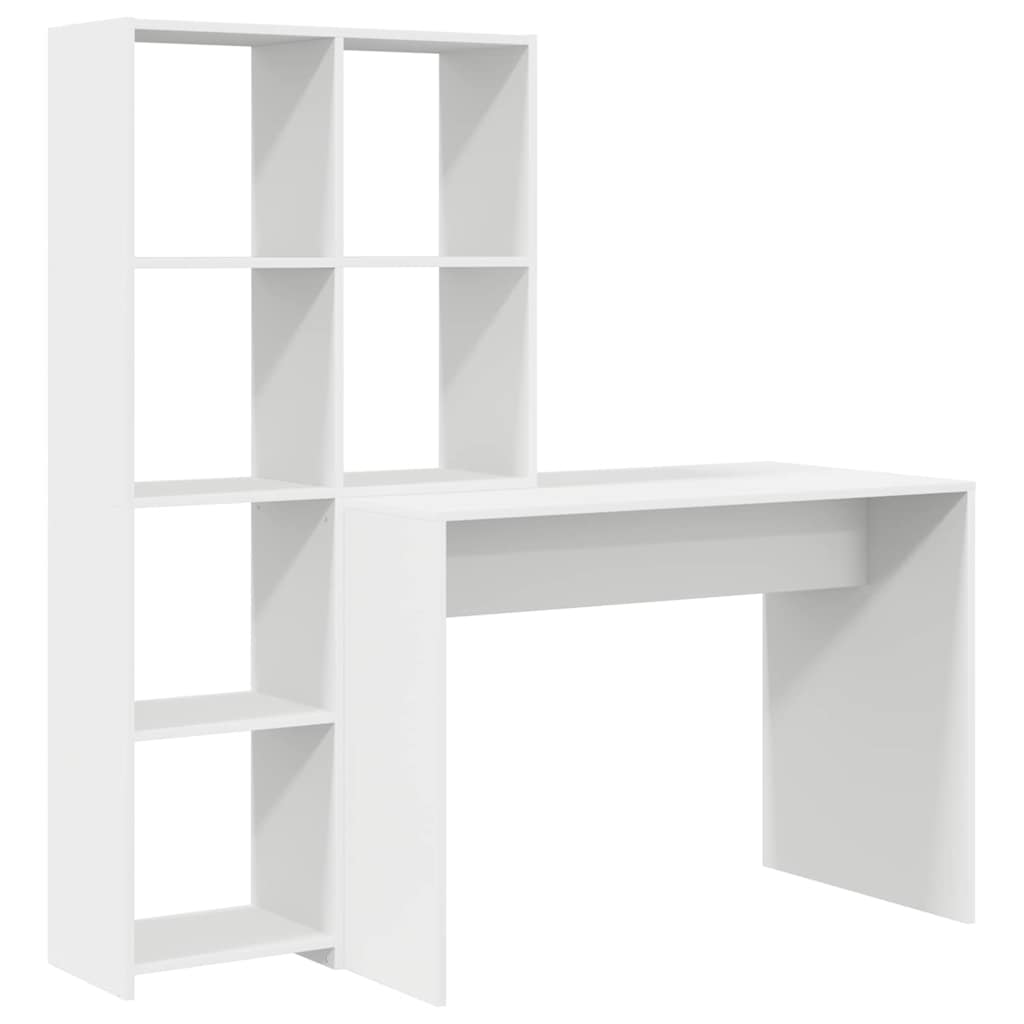 vidaXL Γραφείο με ράφι Λευκό 138.5 x 55 x 143 εκ Επεξεργασμένο ξύλο