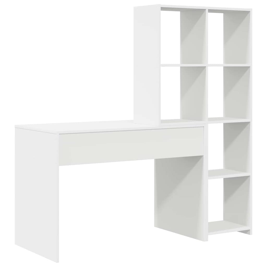 vidaXL Γραφείο με ράφι Λευκό 138.5 x 55 x 143 εκ Επεξεργασμένο ξύλο