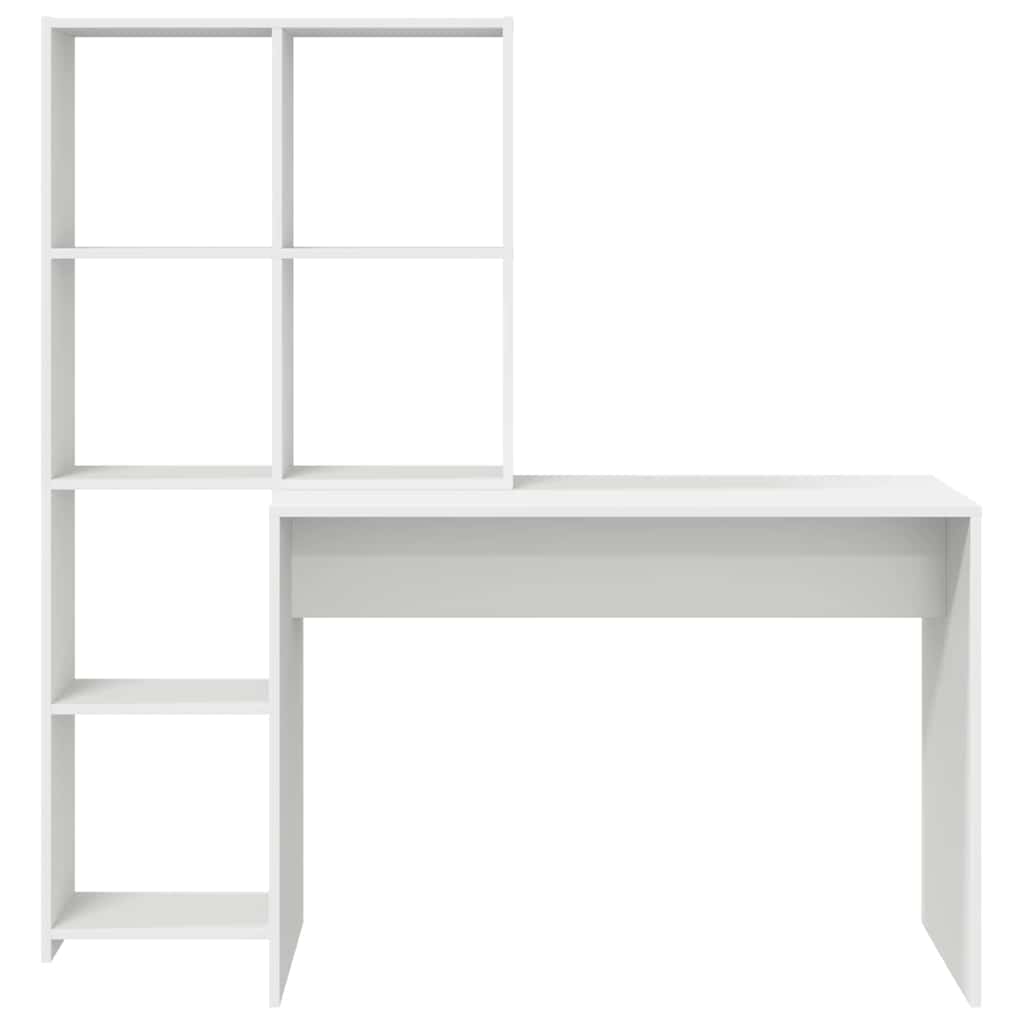 vidaXL Γραφείο με ράφι Λευκό 138.5 x 55 x 143 εκ Επεξεργασμένο ξύλο