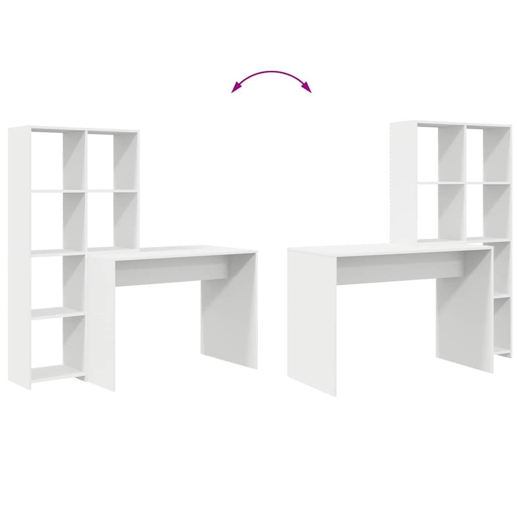 vidaXL Γραφείο με ράφι Λευκό 138.5 x 55 x 143 εκ Επεξεργασμένο ξύλο