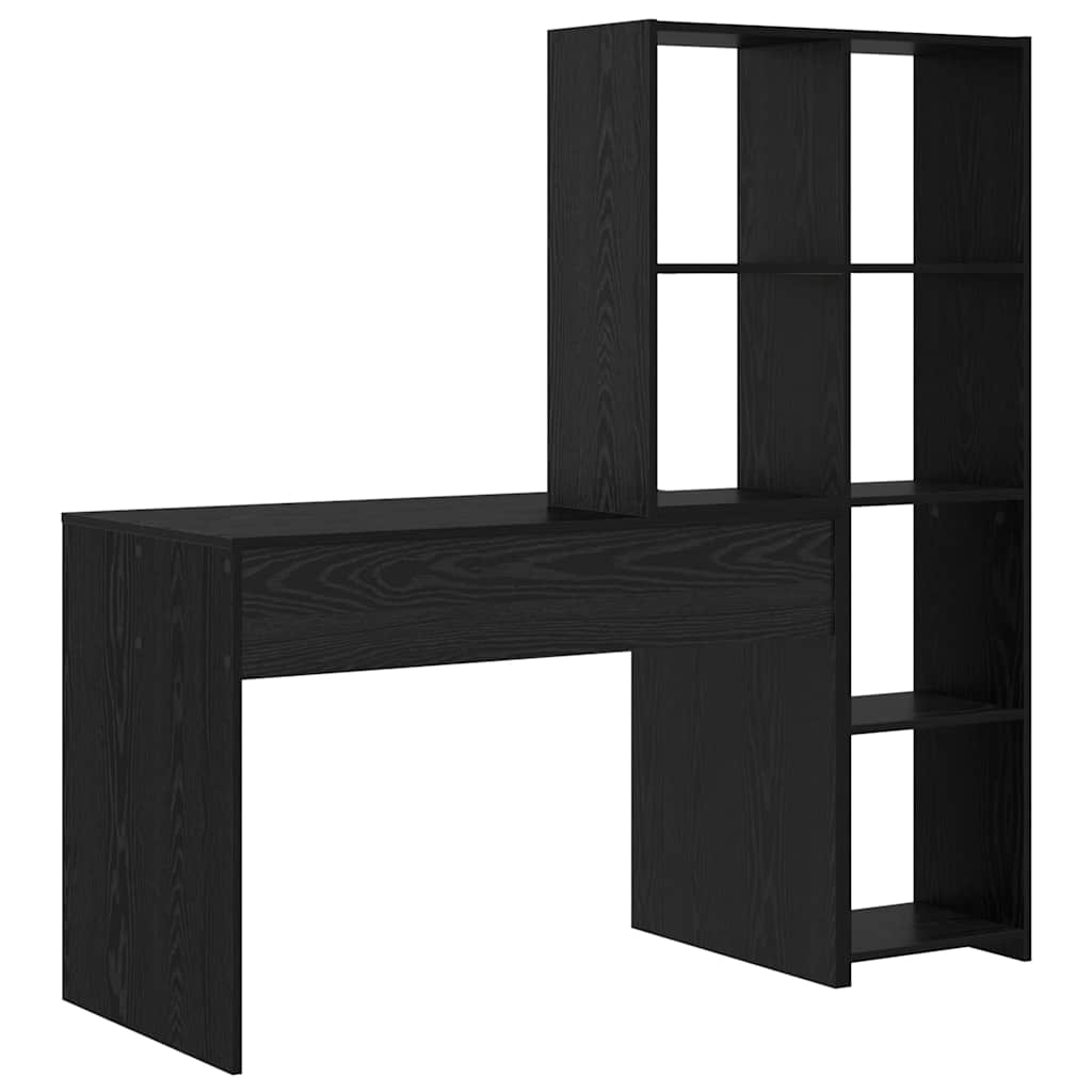 vidaXL Γραφείο Μαύρη δρυς 138.5 x 55 x 143 εκ Επεξεργασμένο ξύλο