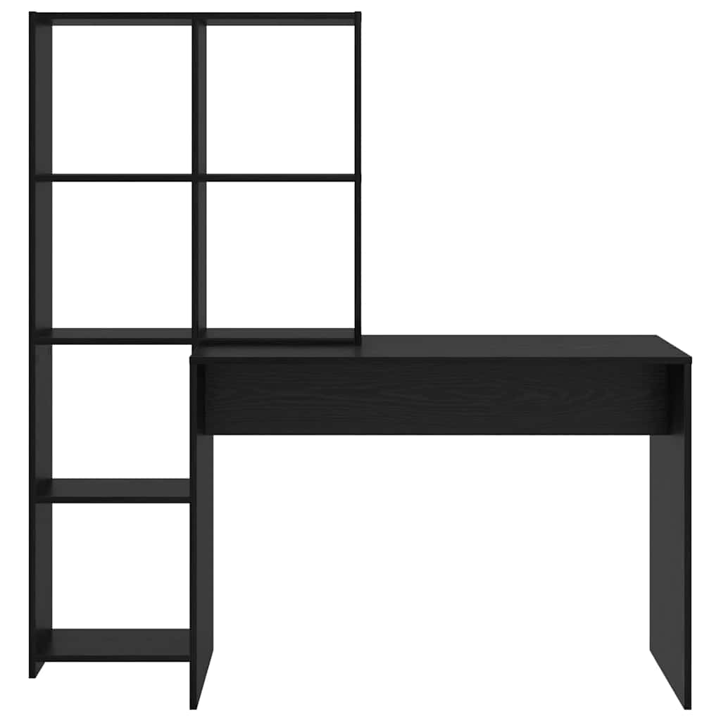 vidaXL Γραφείο Μαύρη δρυς 138.5 x 55 x 143 εκ Επεξεργασμένο ξύλο