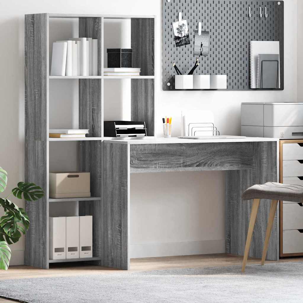 vidaXL Γραφείο Γκρι sonoma 138.5 x 55 x 143 εκ Επεξεργασμένο ξύλο