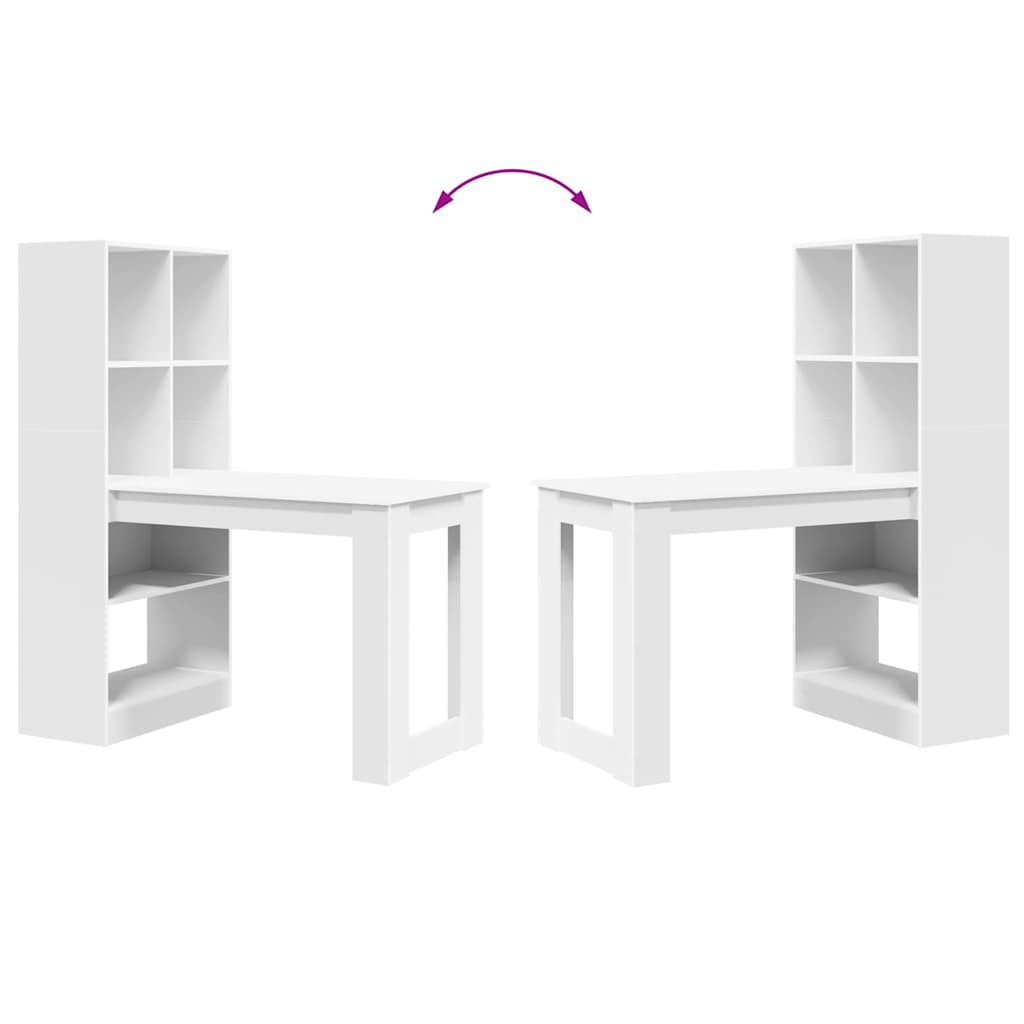 vidaXL Γραφείο με ράφι Λευκό 122 x 67 x 145 εκ. Επεξεργασμένο ξύλο