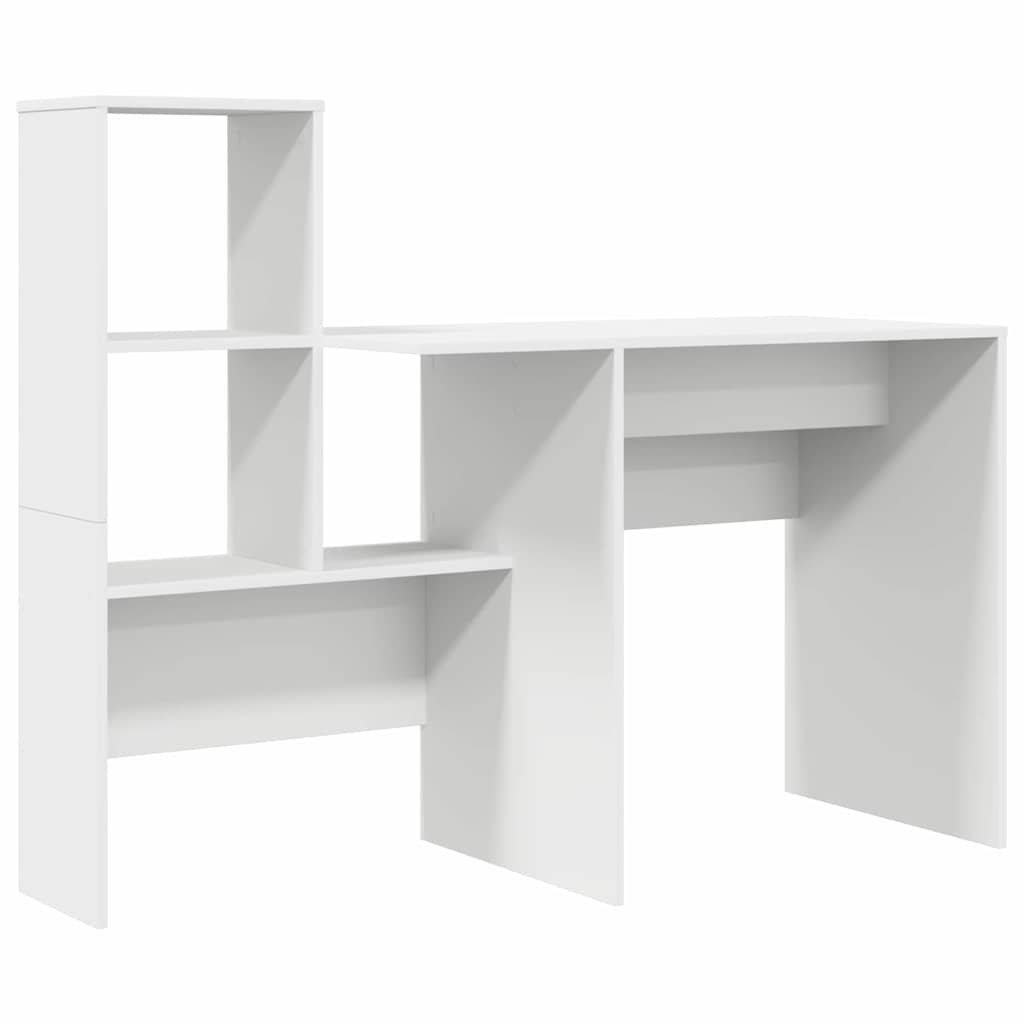 vidaXL Γραφείο με ράφι Λευκό 131.5 x 50 x 106.5 εκ. Επεξεργασμένο ξύλο