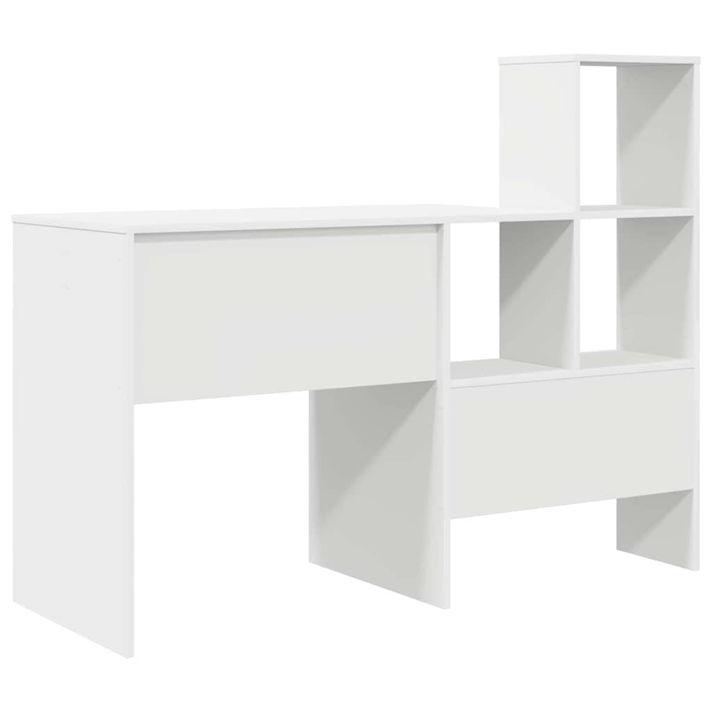 vidaXL Γραφείο με ράφι Λευκό 131.5 x 50 x 106.5 εκ. Επεξεργασμένο ξύλο