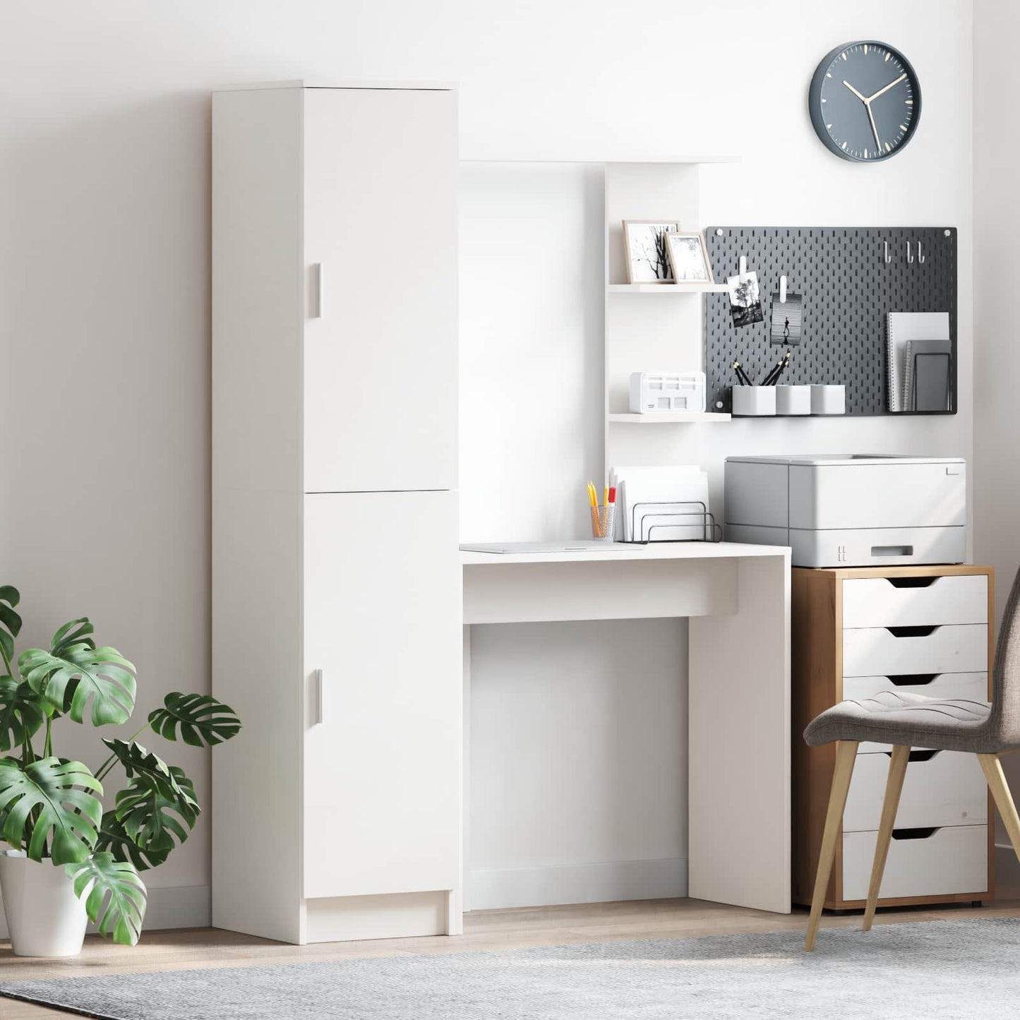vidaXL Γραφείο με αποθηκευτικό χώρο 2 pcs Λευκό 78.5 x 37 x 154.5 εκ
